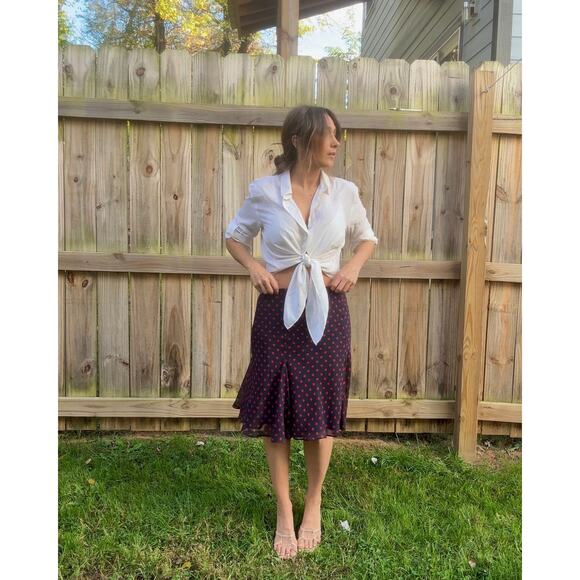 Vintage Red Dot Flare Midi Skirt - Picture 1 of 9